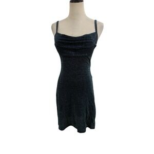 Vtg 90s All That Jazz‎ Sparkly Metallic Mini Dress Stretch Bodycon 00s Club Sz S